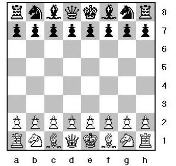 movimento inicial do peão em um jogo de xadrez com peças de